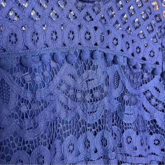 Tularosa x Revolve Matilda Navy Lace Eyelet Pom Pom Dress XS - Picture 5 of 10